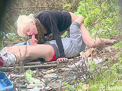 Glam Blonde Agrees To Lie Down On Grass To Get Her Orgasm